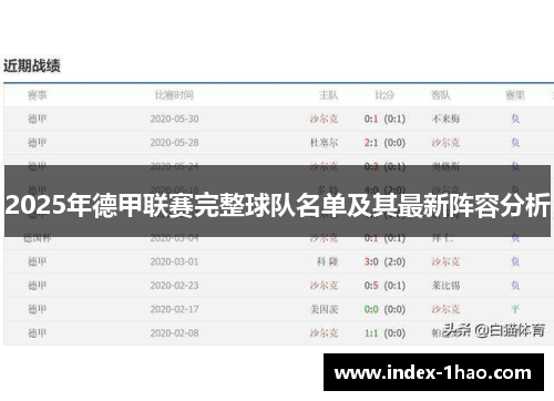 2025年德甲联赛完整球队名单及其最新阵容分析